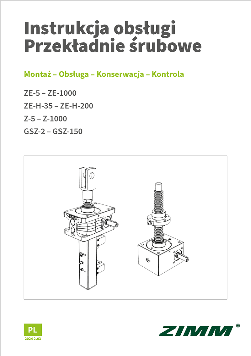 Instrukcja obsługi 2.0 przekładnie śrubowe | ZIMM